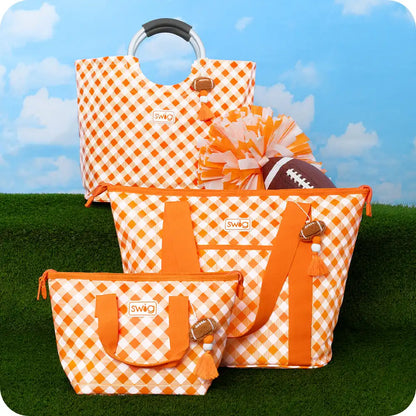 Gameday Gingham Royal + Red Loopi Tote Bag