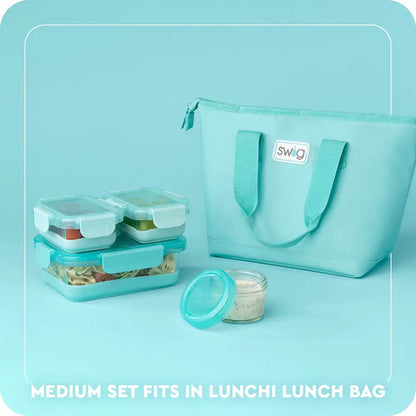 Pink 3pc Glass Food Storage Medium Set