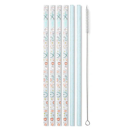 Scrub Life + Aqua Glitter Reusable Straw Set