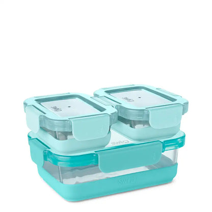 Aqua 3pc Glass Food Storage Medium Set