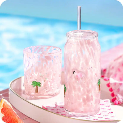 Flamingos Charm Glass 17oz