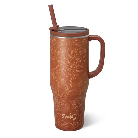 Saddle Stitch Cognac Mega Mug 40oz