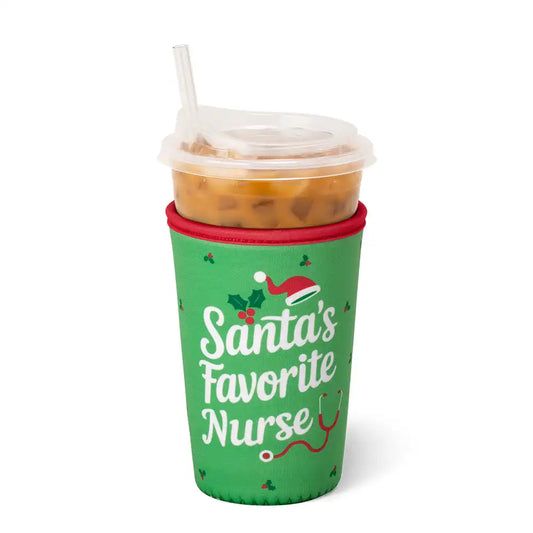 Santa's Favorite Nurse Medium Iced Cup Coolie