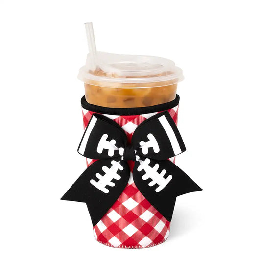 Gameday Gingham Red + Black Medium Iced Cup Coolie