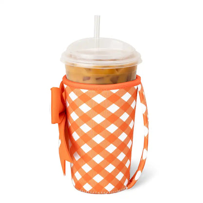 Gameday Gingham Orange Medium Iced Cup Coolie