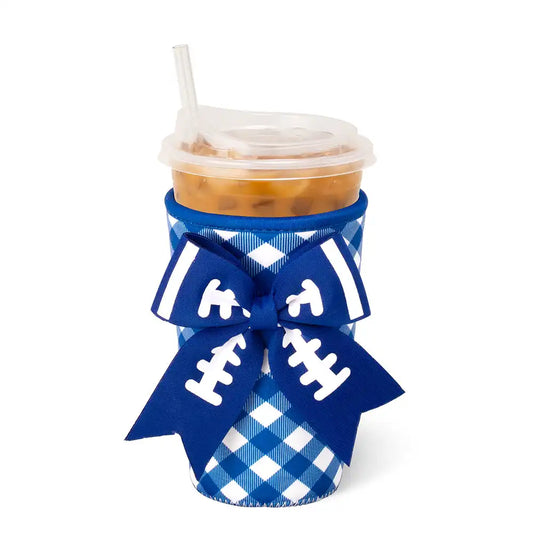 Gameday Gingham Royal Medium Iced Cup Coolie