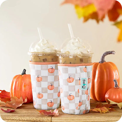 Pumpkin Check Medium Iced Cup Coolie